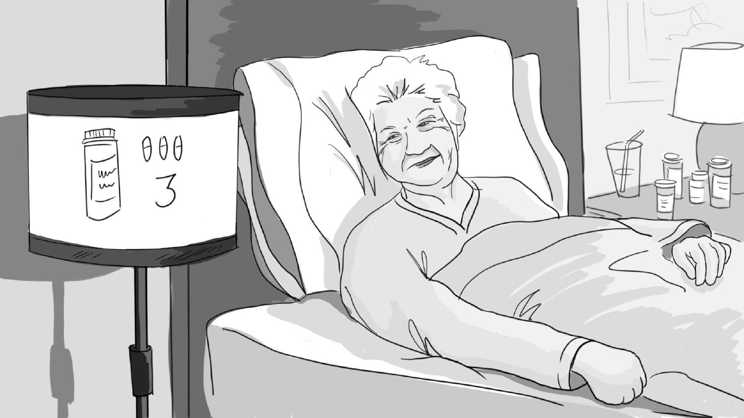 Telepresence robot illustration, medication reminder